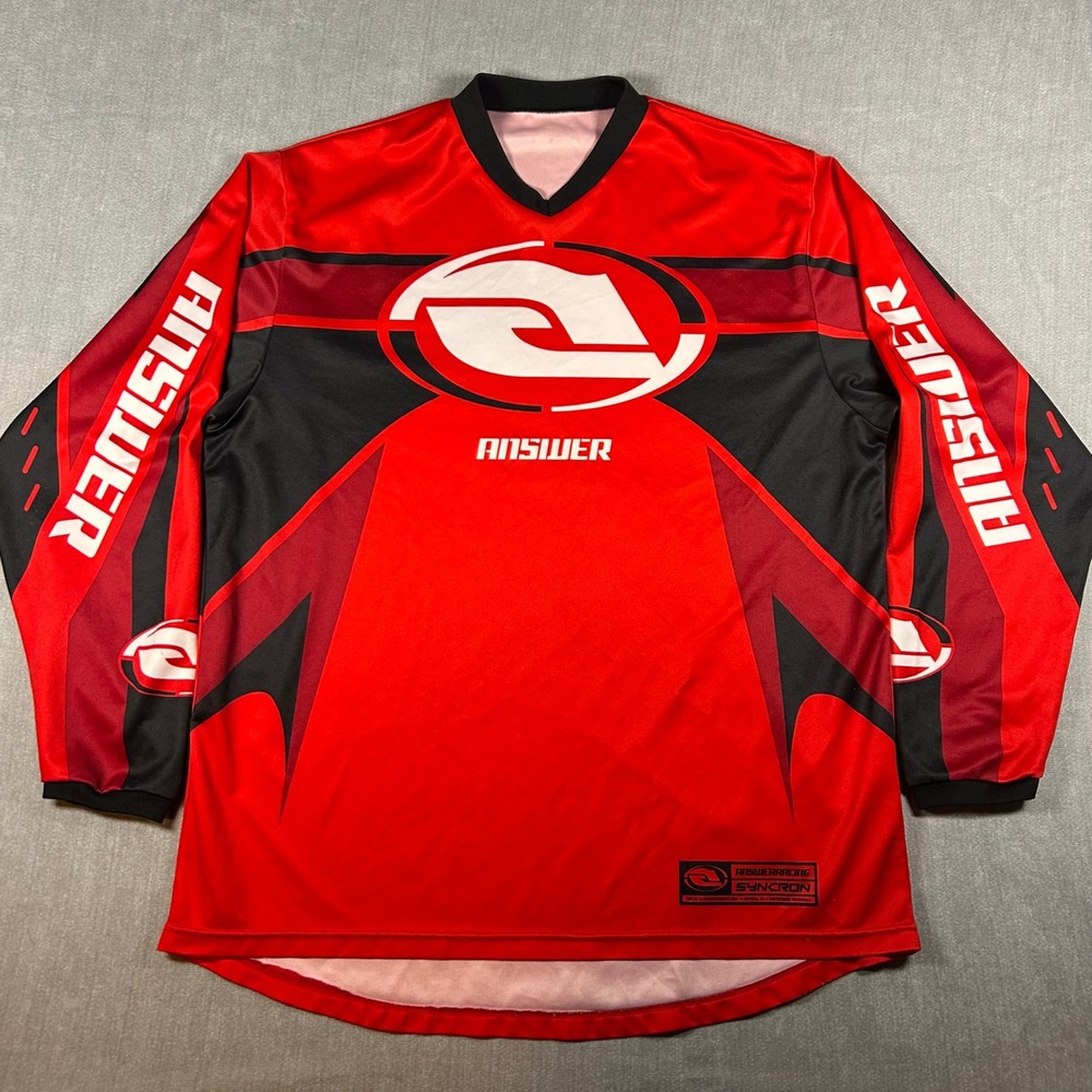 Answer Racing Syncron Motocross Jersey Red Black White Long Sleeve Mens XL